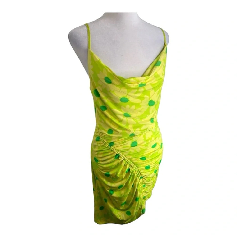 AFRM Palmetto‎ Asymmetric Mini Dress Lime Daisy Size S NWT - Picture 4 of 10